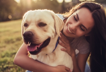 young woman with dog