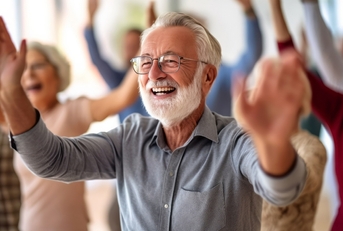 seniors showing vitality while dancing