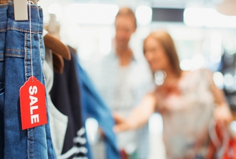 sale tag in clothing store
