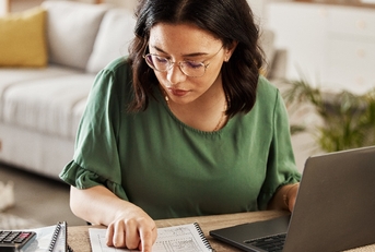 lady is engaged in work from home office