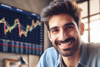 A man happy with the effect of dollar-cost averaging