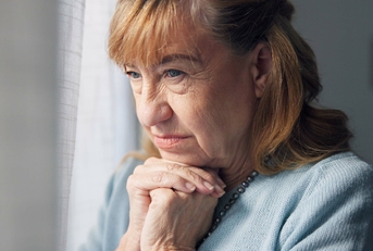 senior woman mourning