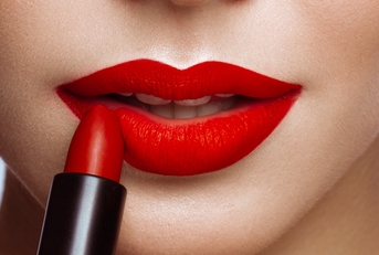 beautiful girl with red lips
