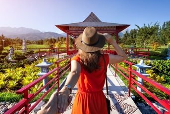 Woman traveling in Japan