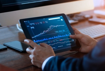 stock market on digital tablet