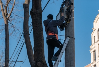 electrician on a ladder