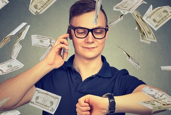 businessman looking at wrist watch