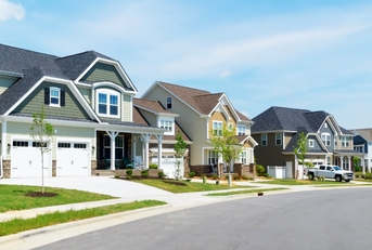 vacant street of suburban homes