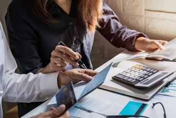 couple checking bills