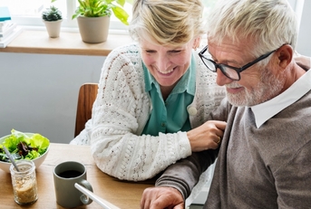 senior couple reviewing retirement plan together