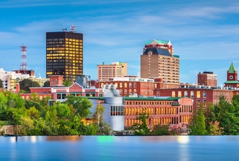 new hampshire skyline from merrimack river