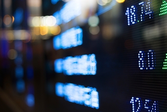 display of stock market quotes