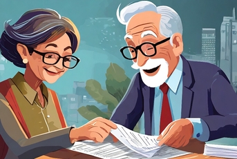 Seniors Looking at Tax Documents