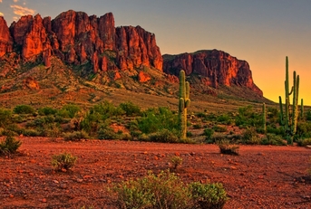 desert sunset with mountain phoenix