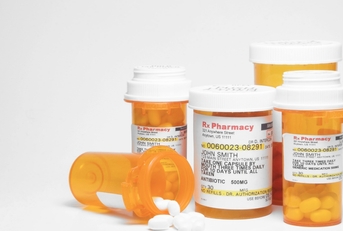 Prescription pills in prescription bottles