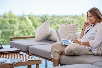 woman working on a laptop