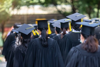 graduates line up for the graduation ceremony