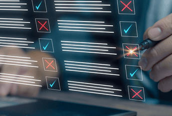 A man ticks a box for an online survey.