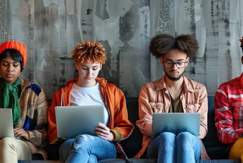 Generation Z people working at office