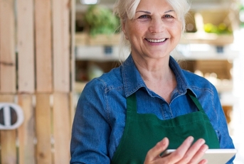 shop assistant with digital tablet