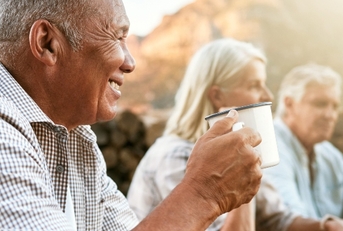 relaxed senior camping 