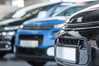 luxury cars at car dealership