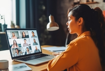 woman attending business video call