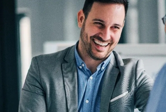 manager giving friendly greeting