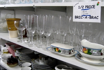 glassware at resale store