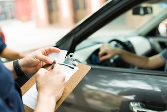 Police making a speeding ticket