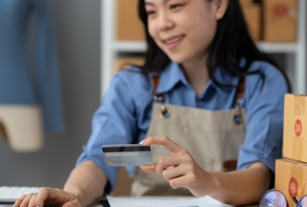 Smiling business owner