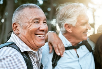 male hiker with his senior friends