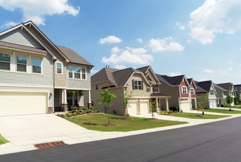 Street of suburban homes