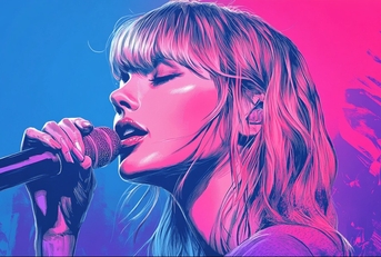 Taylor Swift Drawing With Microphone