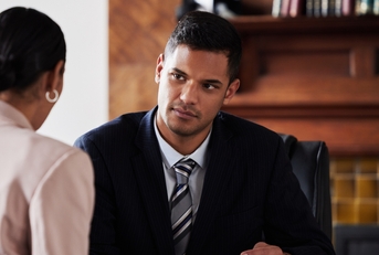 attorney consulting a client