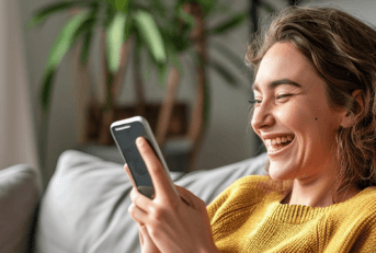 person gaming on phone