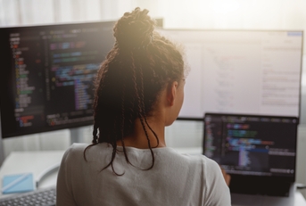 female programmer working