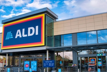 Aldi brand logo Wirral UK 