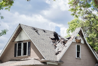 damaged roof of house