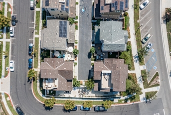 Aerial View of a Modern Suburban Neighborhood