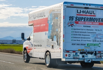 U-Haul van travelling on the interstate