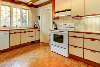 old simple white and wood kitchen