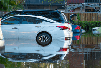 cars in flood water
