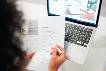 person reading resume