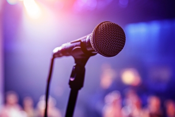 The microphone on stage before the artist performance