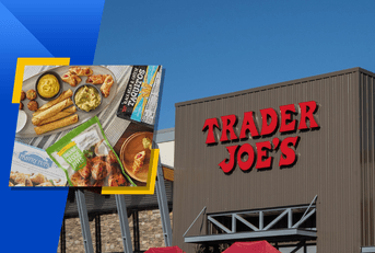 Collage of Trader Joe's store front and foods