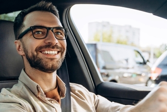 Man driving a car