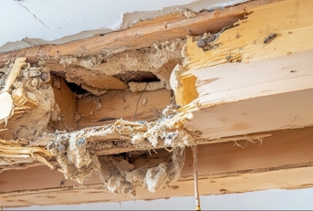 wood joist with termite damage