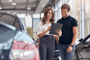 customer at car dealership