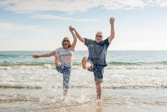 senior couple having fun in summer